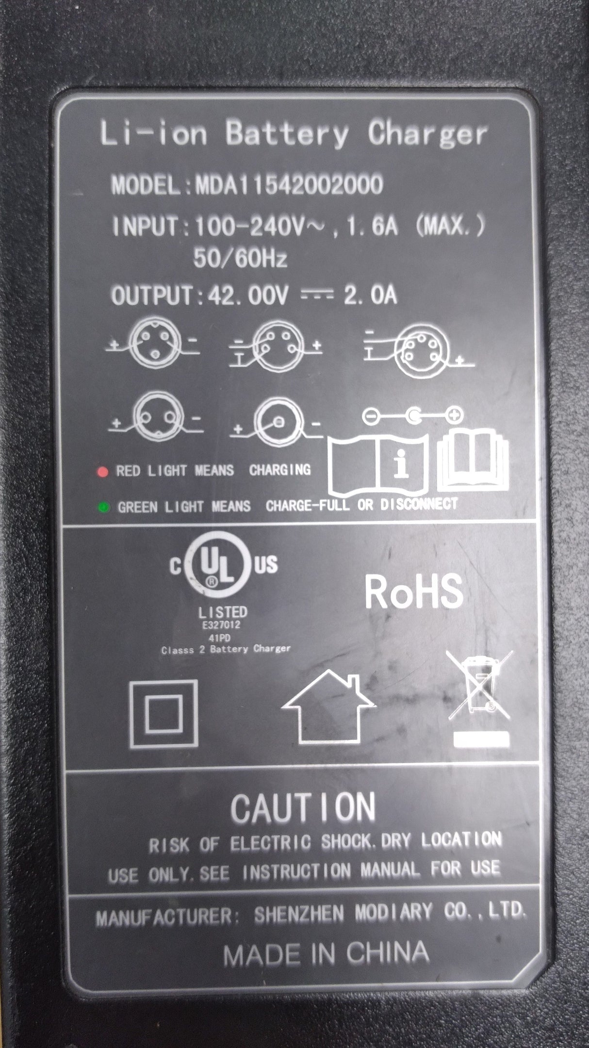 Daymak Battery & Motor Charger 36v 2.0 Lithium PC Plug