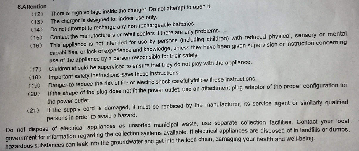 Daymak Battery & Motor Charger 48v 2.0Ah -1 prong Lithium for Wildgoose