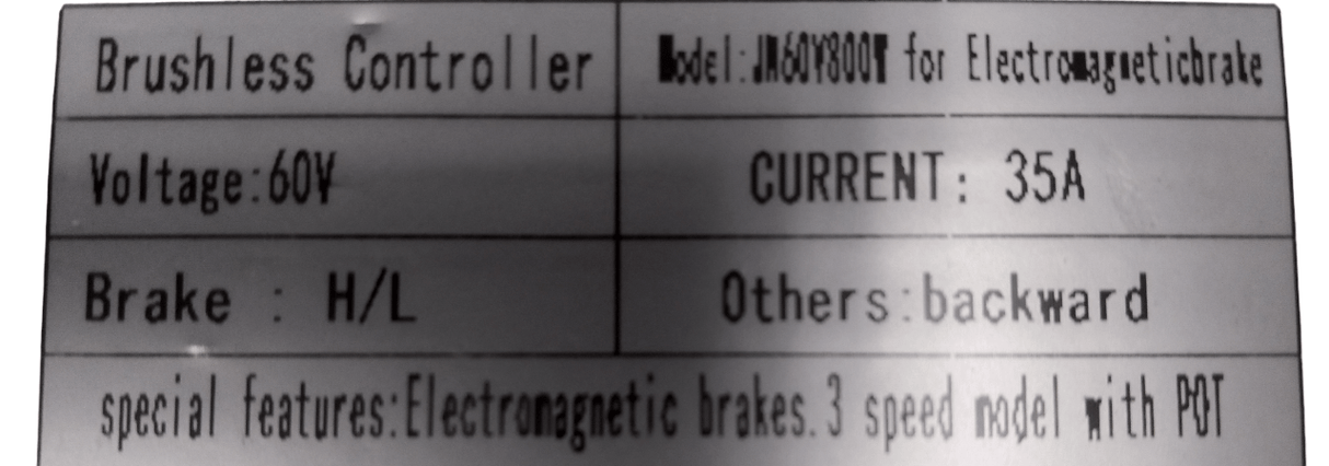 Daymak Electrical Controller 60v for Roadstar Deluxe