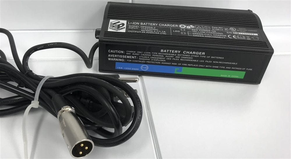 Daymak Battery & Motor Charger 24V 2.0AH Lithium XLR Plug    (FITS :Boomerbuggy Power Folding)