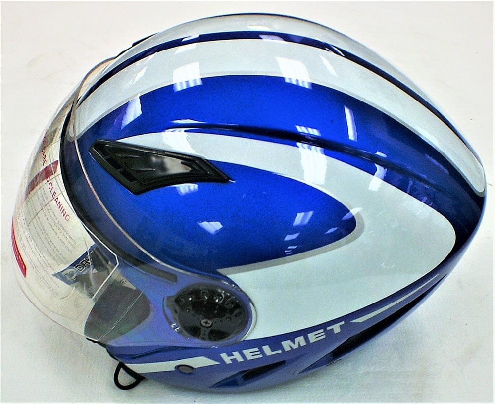 Daymak Helmets MAX 400D - Half face helmet - Blue/White Stripe (L)